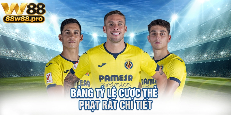 Bảng tỷ lệ cược thẻ phạt rất chi tiết