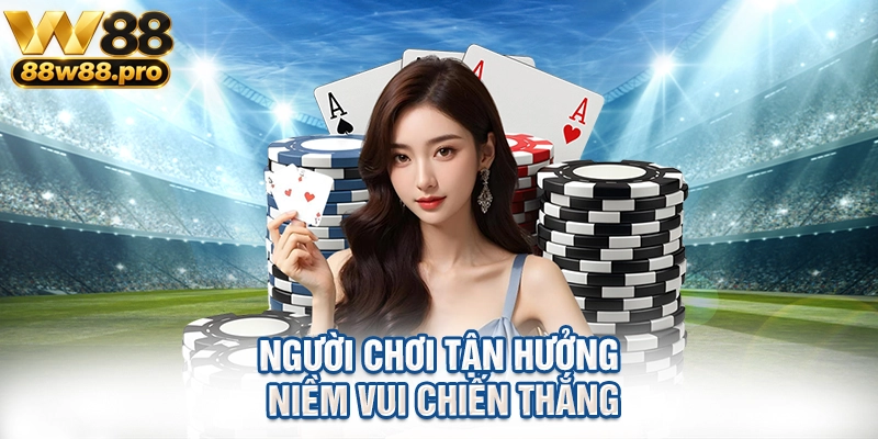 Sức Hút Khó Cưỡng Của Sảnh Game Bài W88 Hiện Nay 2 Người chơi tận hưởng niềm vui chiến thắng